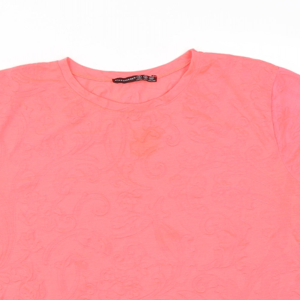 Atmosphere Womens Pink  Polyester Basic T-Shirt Size 14 Round Neck - Neon Pink