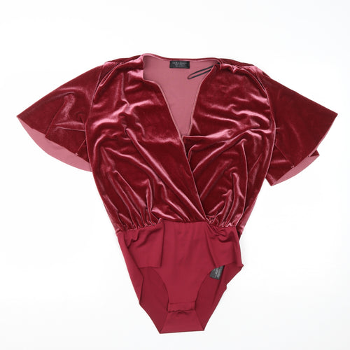 Zara Womens Red  Polyester Playsuit One-Piece Size S  Snap
