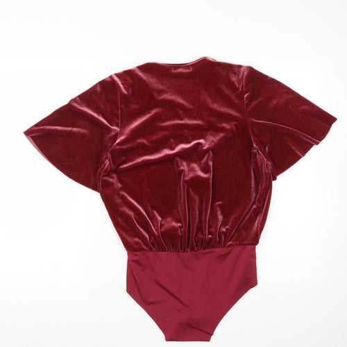 Zara Womens Red  Polyester Playsuit One-Piece Size S  Snap