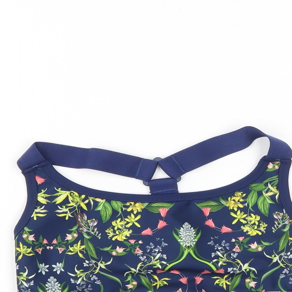 ASOS Womens Blue Floral Polyester Cropped Tank Size 8 Scoop Neck