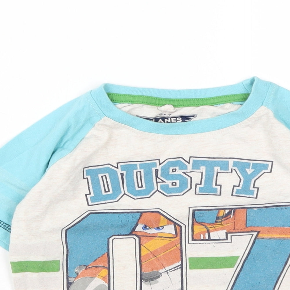 Disney Boys Beige  Polyester Basic T-Shirt Size 3-4 Years Round Neck  - Dusty Planes