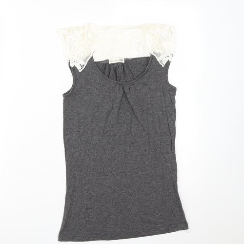 Boux Avenue Womens Grey  Viscose Basic Tank Size 8 Round Neck