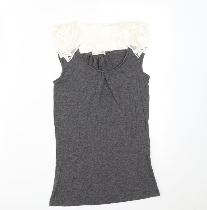 Boux Avenue Womens Grey Viscose Basic Tank Size 8 Round Neck