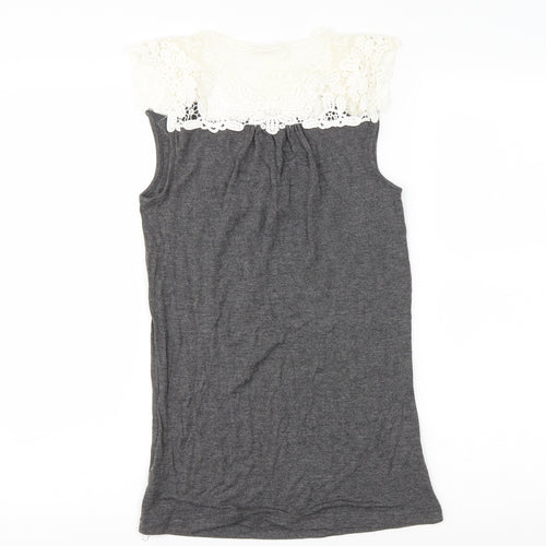 Boux Avenue Womens Grey  Viscose Basic Tank Size 8 Round Neck