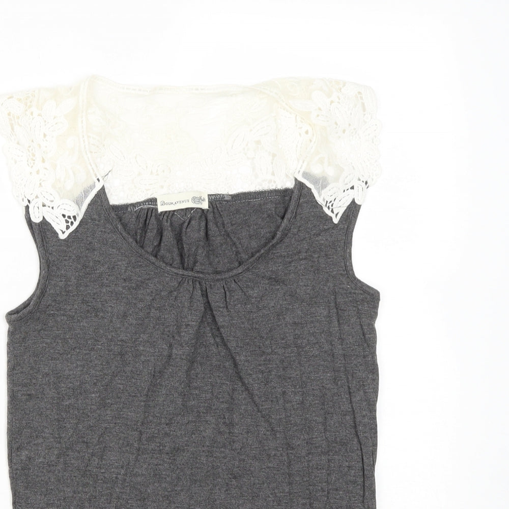 Boux Avenue Womens Grey  Viscose Basic Tank Size 8 Round Neck