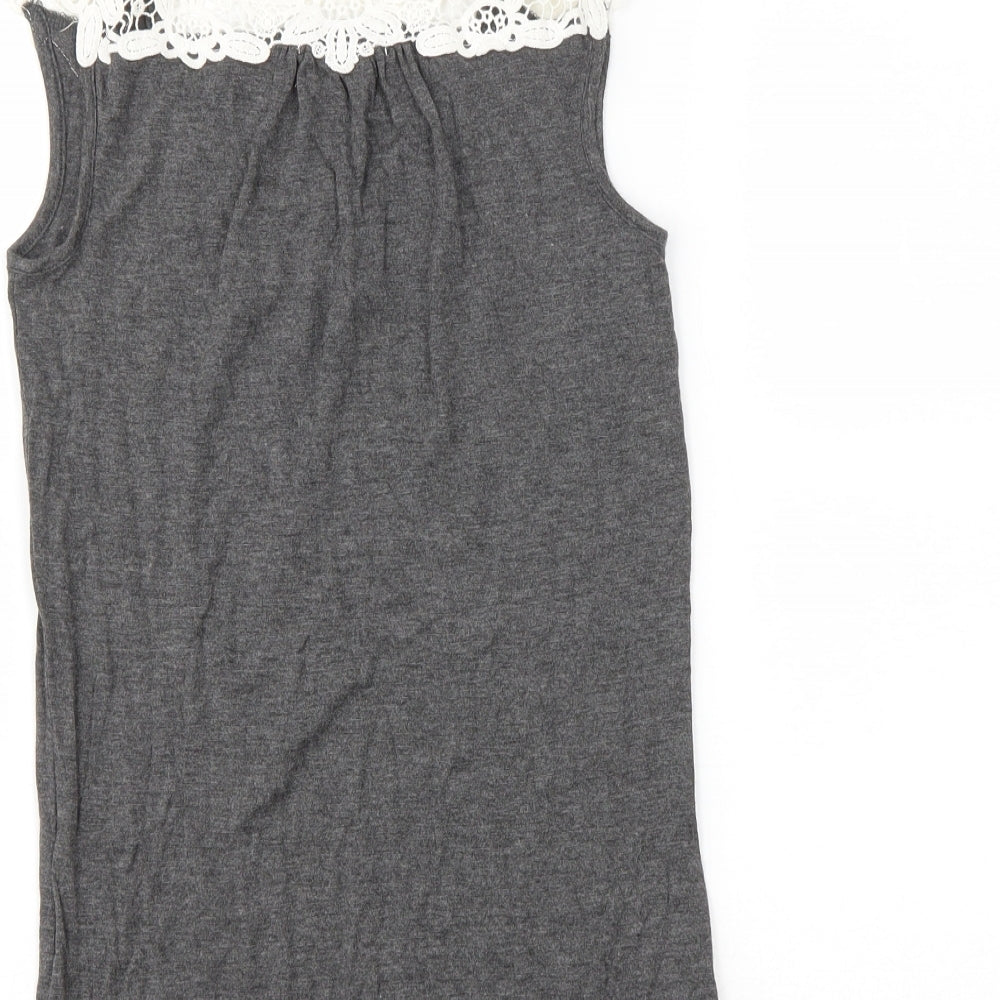 Boux Avenue Womens Grey  Viscose Basic Tank Size 8 Round Neck