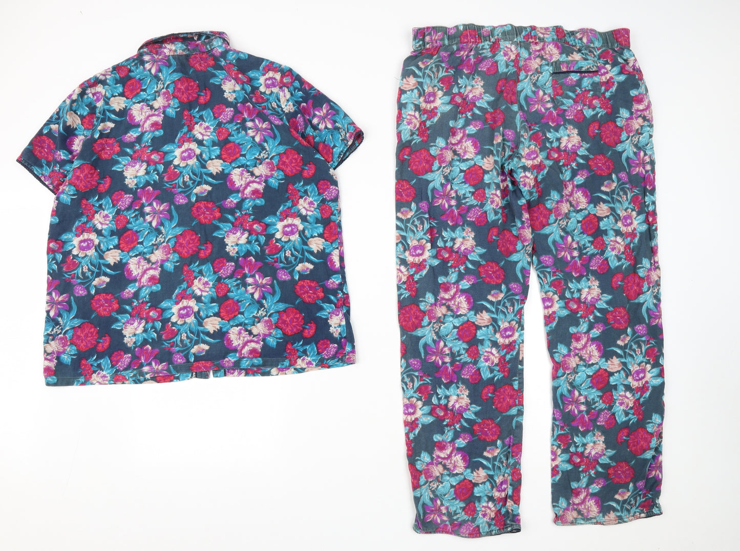 Fat Face Womens Multicoloured Floral Cotton Top Pyjama Set Size 12  Button