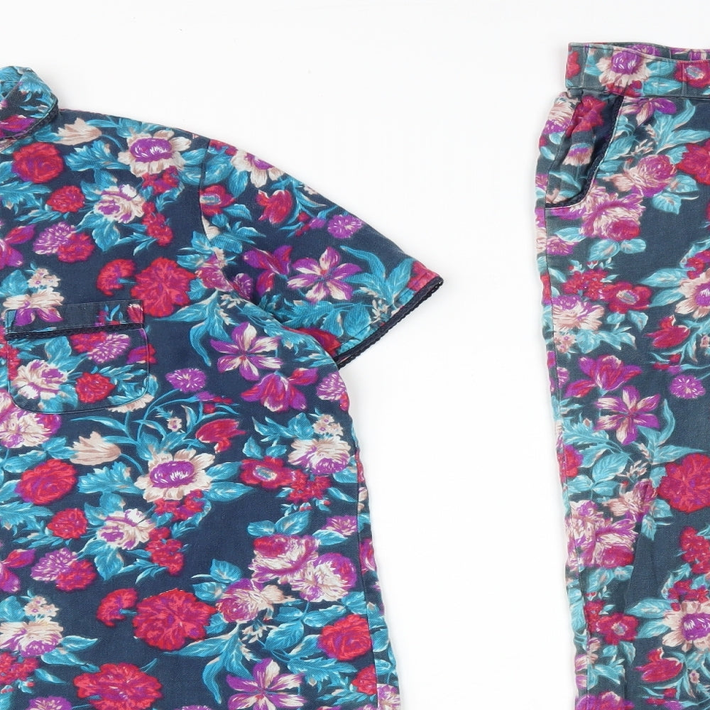 Fat Face Womens Multicoloured Floral Cotton Top Pyjama Set Size 12  Button