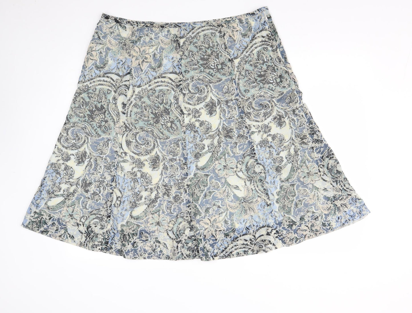 Marks and Spencer Womens Multicoloured Floral Polyester Flare Skirt Size 18   Zip