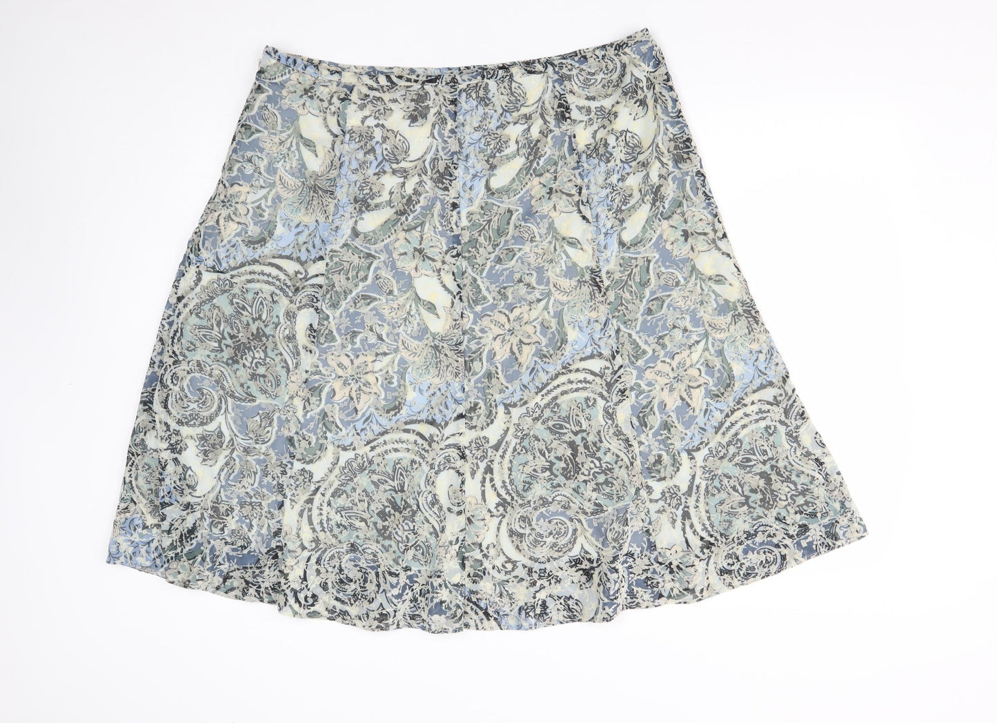 Marks and Spencer Womens Multicoloured Floral Polyester Flare Skirt Size 18   Zip