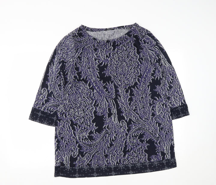 F&F Womens Blue Round Neck Geometric Polyester Pullover Jumper Size 18
