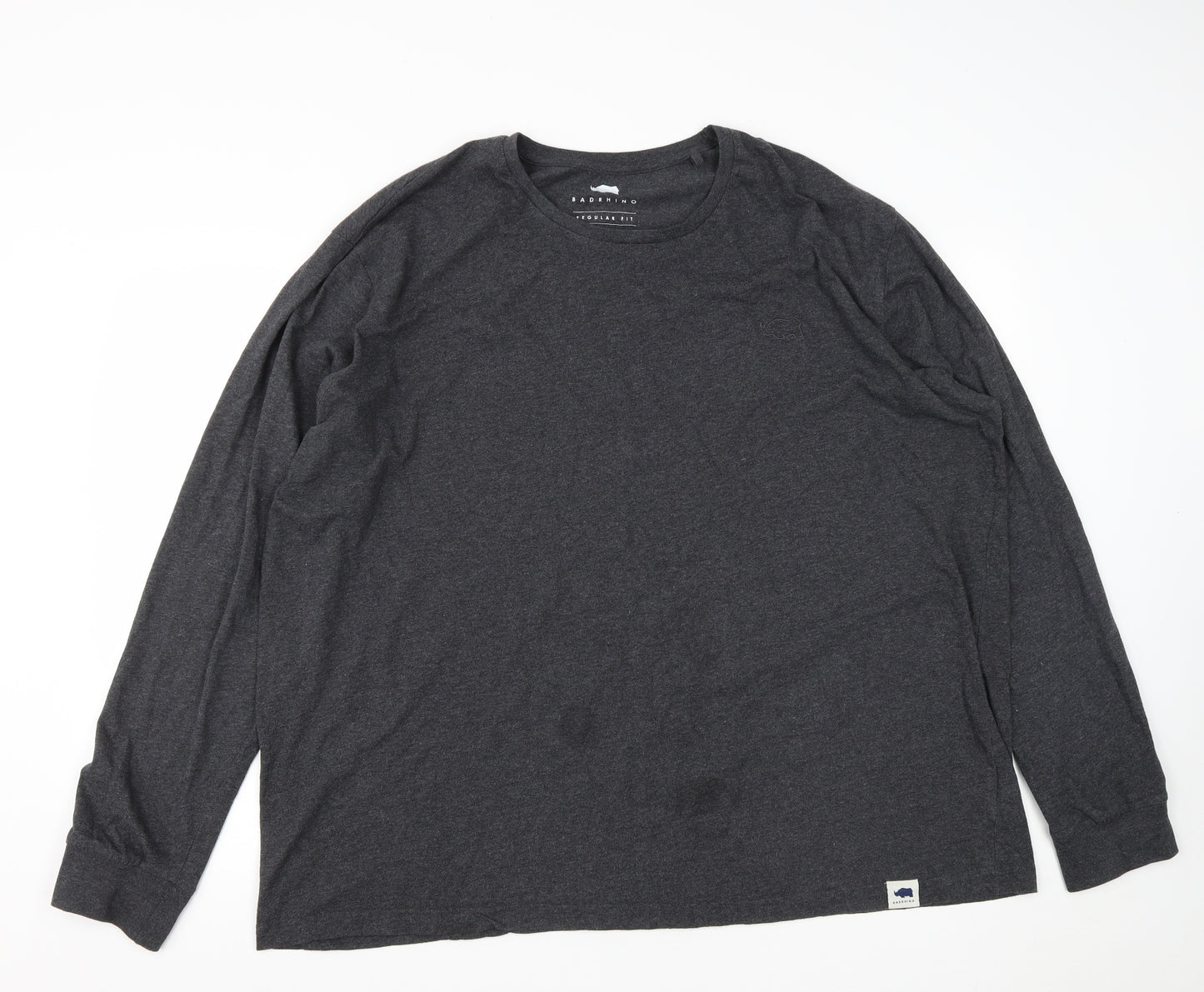 Badrhino Mens Grey  Cotton  T-Shirt Size 3XL Round Neck