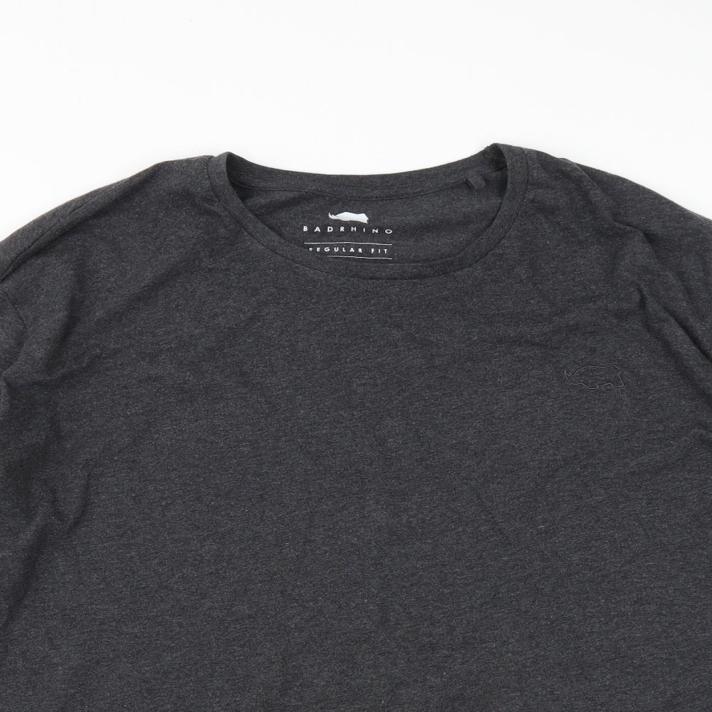 Badrhino Mens Grey  Cotton  T-Shirt Size 3XL Round Neck