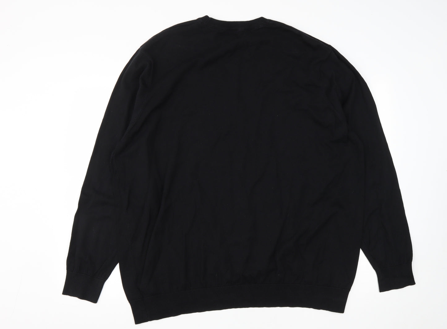 F&F Mens Black Round Neck  Cotton Pullover Jumper Size 3XL