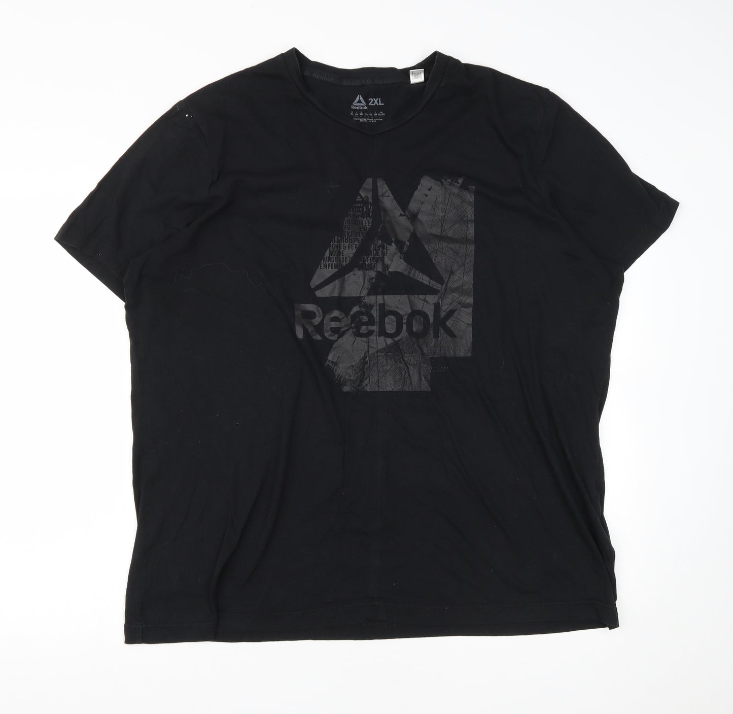 Reebok Mens Black  Cotton  T-Shirt Size 2XL Round Neck