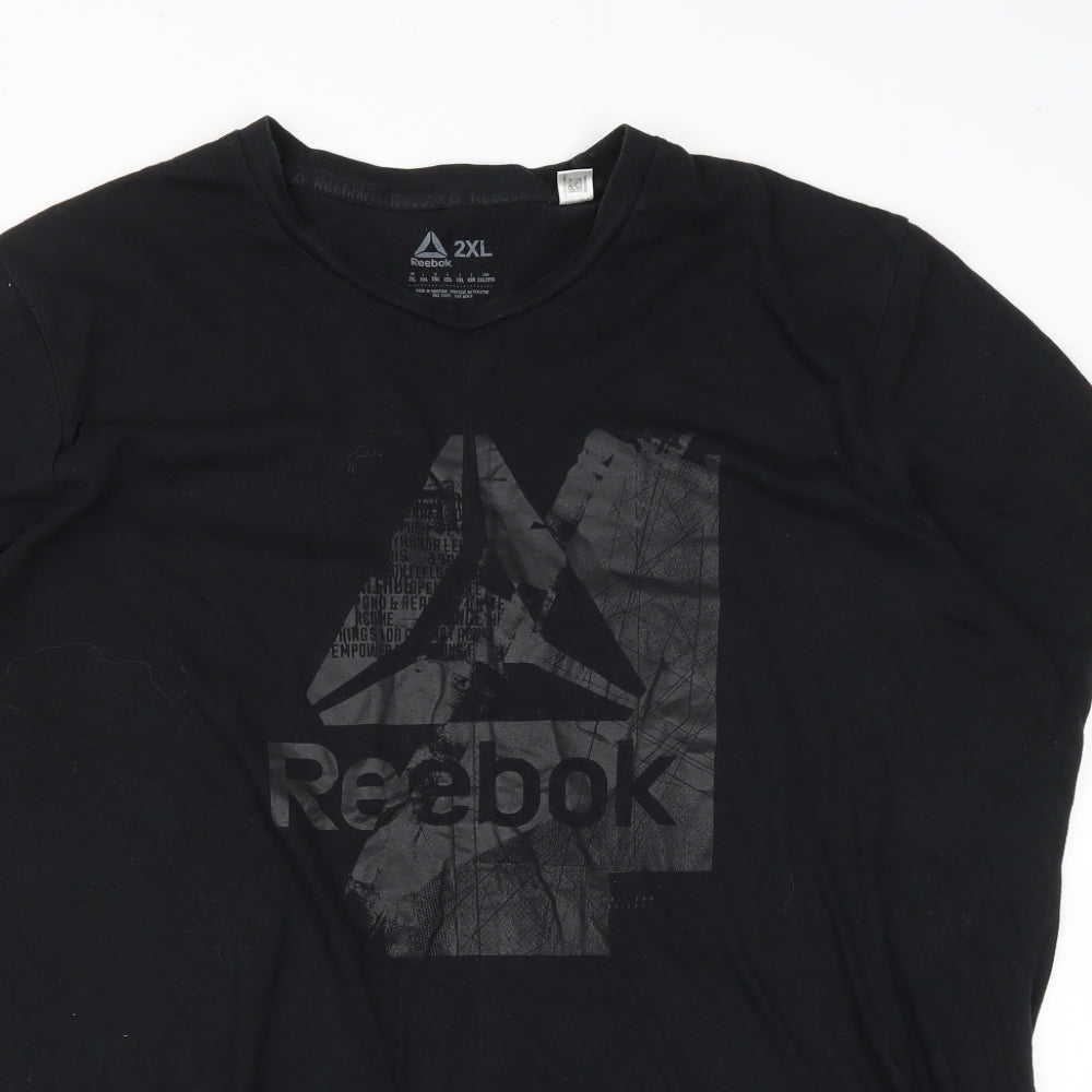 Reebok Mens Black  Cotton  T-Shirt Size 2XL Round Neck