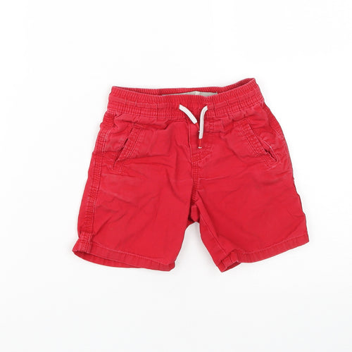 Denim & Co. Boys Red  Cotton Sweat Shorts Size 2 Years  Regular Drawstring