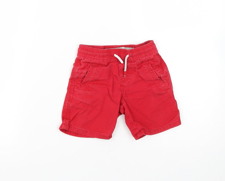 Denim & Co. Boys Red  Cotton Sweat Shorts Size 2 Years  Regular Drawstring