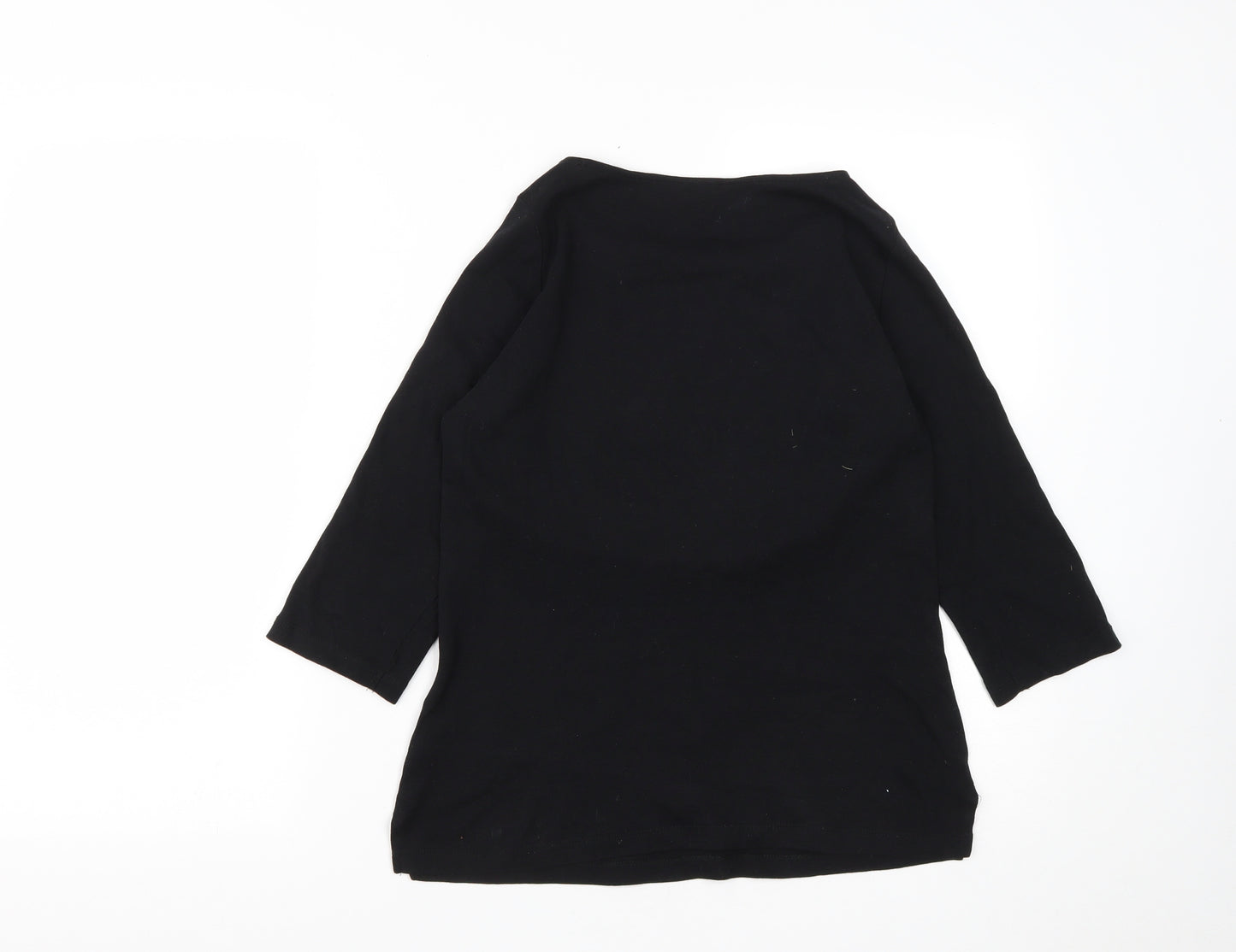 Peacocks Womens Black  Cotton Basic T-Shirt Size 10 Scoop Neck