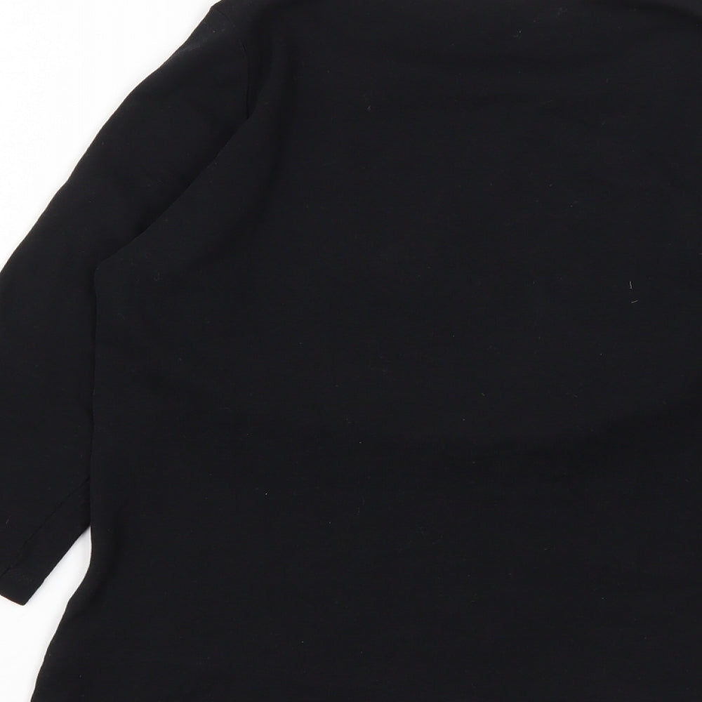 Peacocks Womens Black  Cotton Basic T-Shirt Size 10 Scoop Neck
