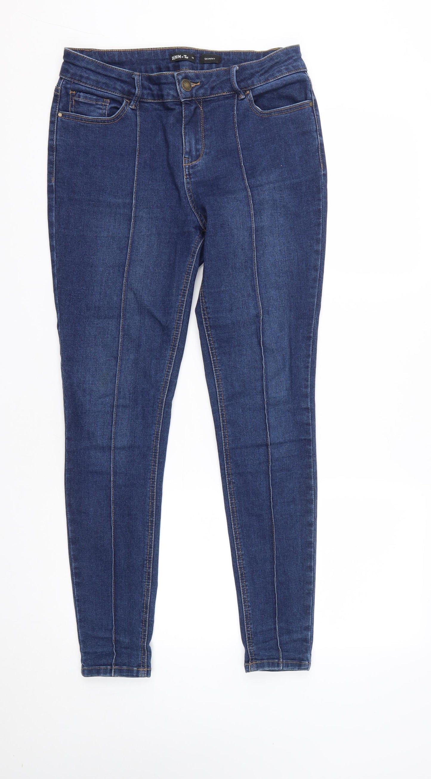 TU Womens Blue  Cotton Skinny Jeans Size 10 L27 in Regular Zip