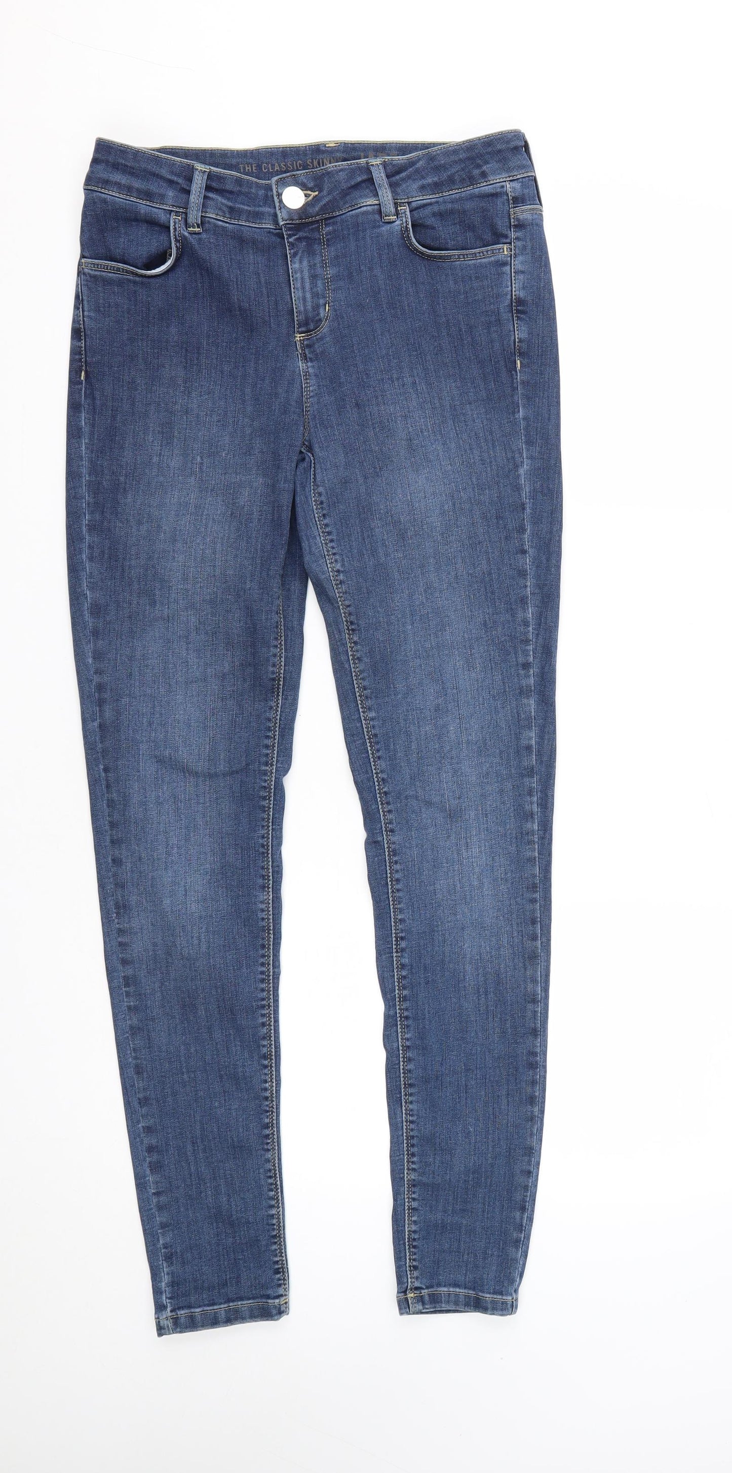 Oasis Womens Blue  Cotton Skinny Jeans Size 10 L29 in Regular Zip