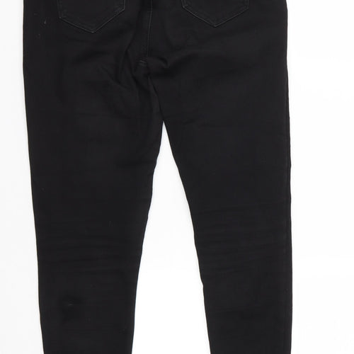 TU Womens Black Floral Cotton Straight Jeans Size 10 L27 in Regular Zip
