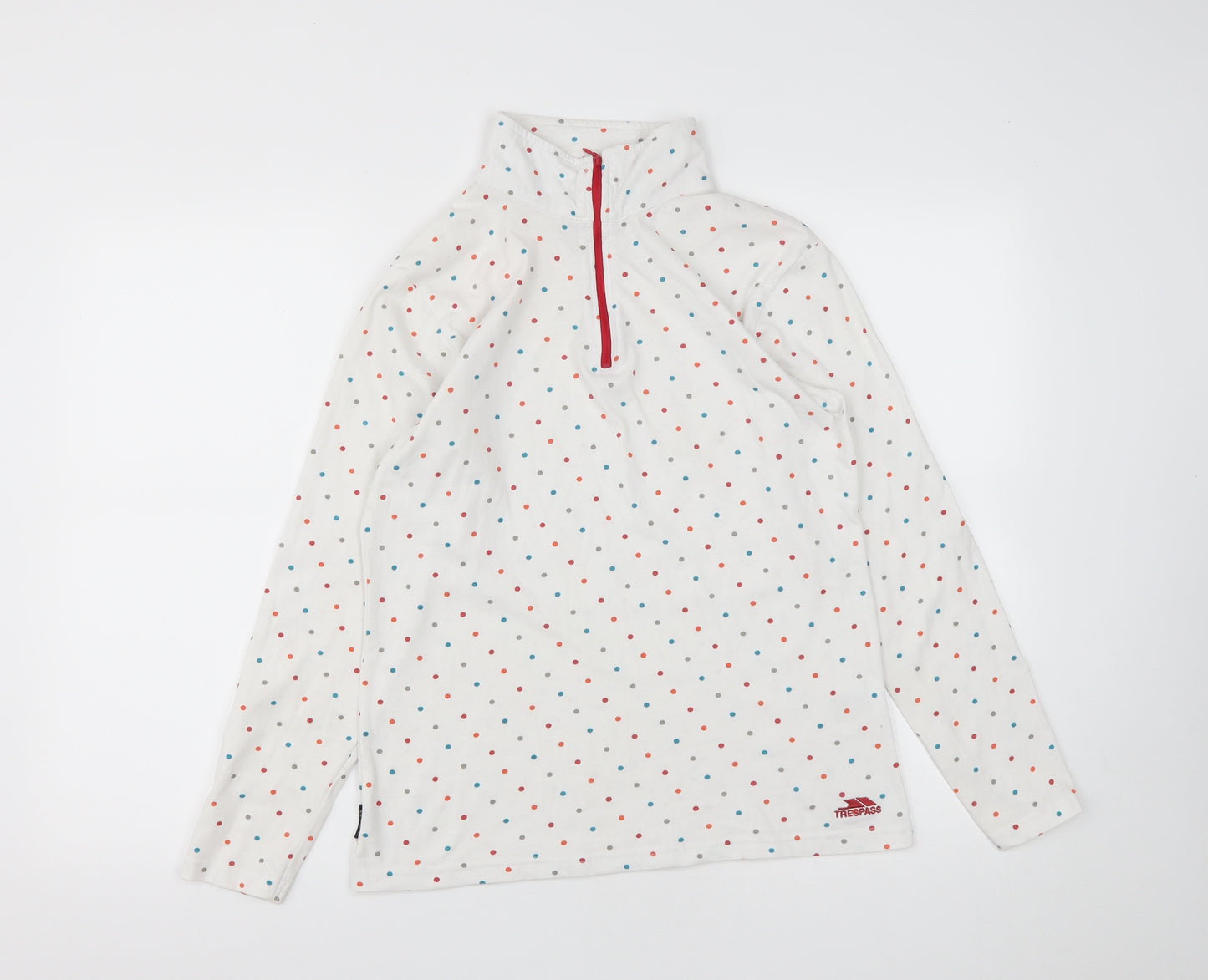 Trespass Womens White Polka Dot Cotton Pullover Sweatshirt Size 12  Zip