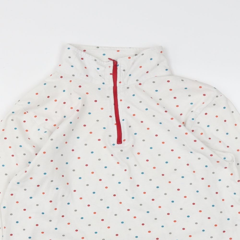 Trespass Womens White Polka Dot Cotton Pullover Sweatshirt Size 12  Zip