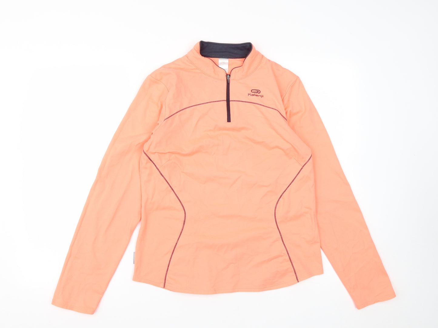 Kalenji Womens Orange  Polyester Pullover Casual Size 12 High Neck Zip