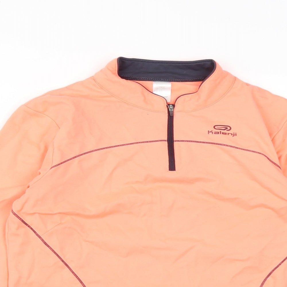 Kalenji Womens Orange  Polyester Pullover Casual Size 12 High Neck Zip