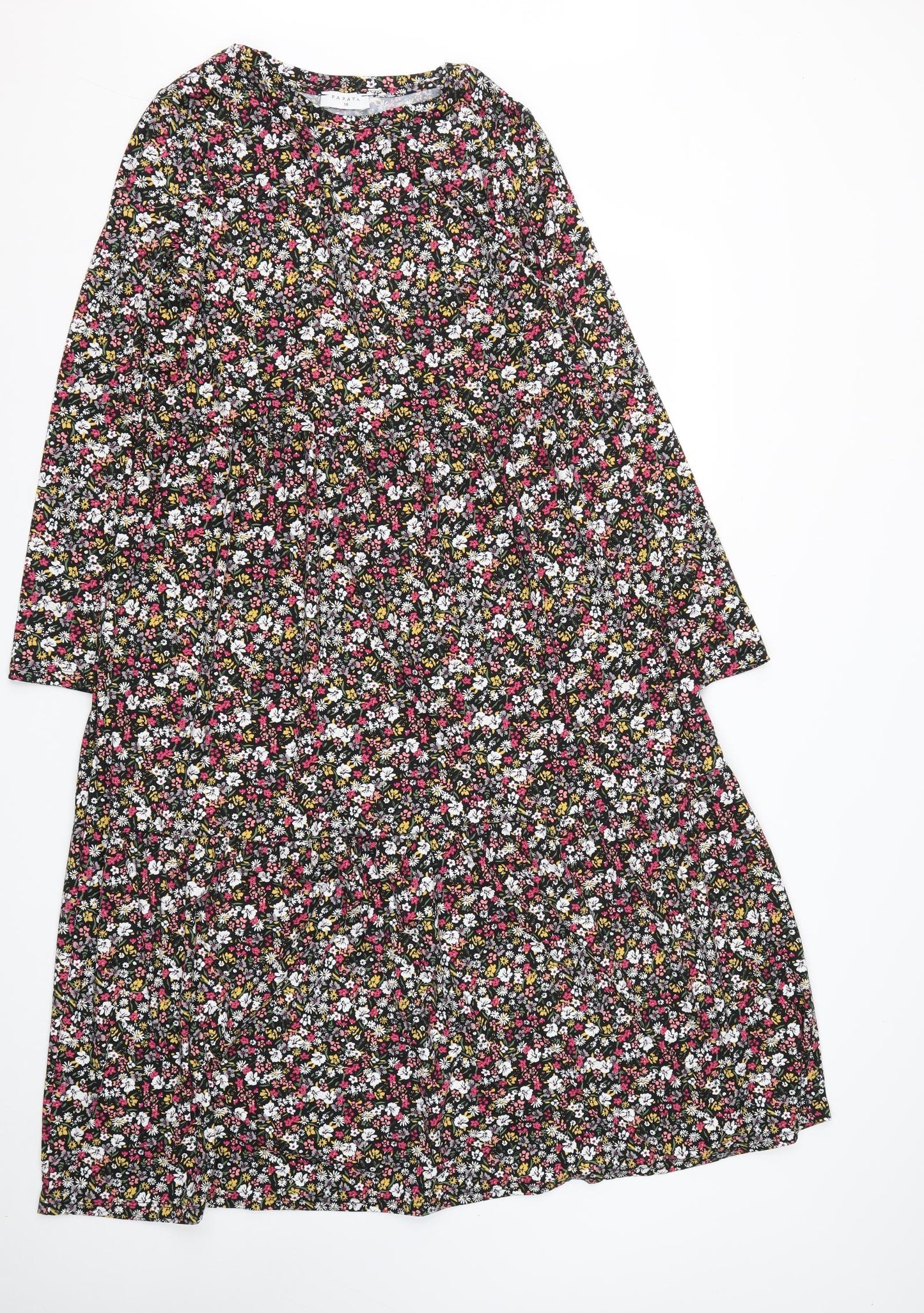 Papaya Womens Multicoloured Floral Polyester Maxi  Size 14  Round Neck