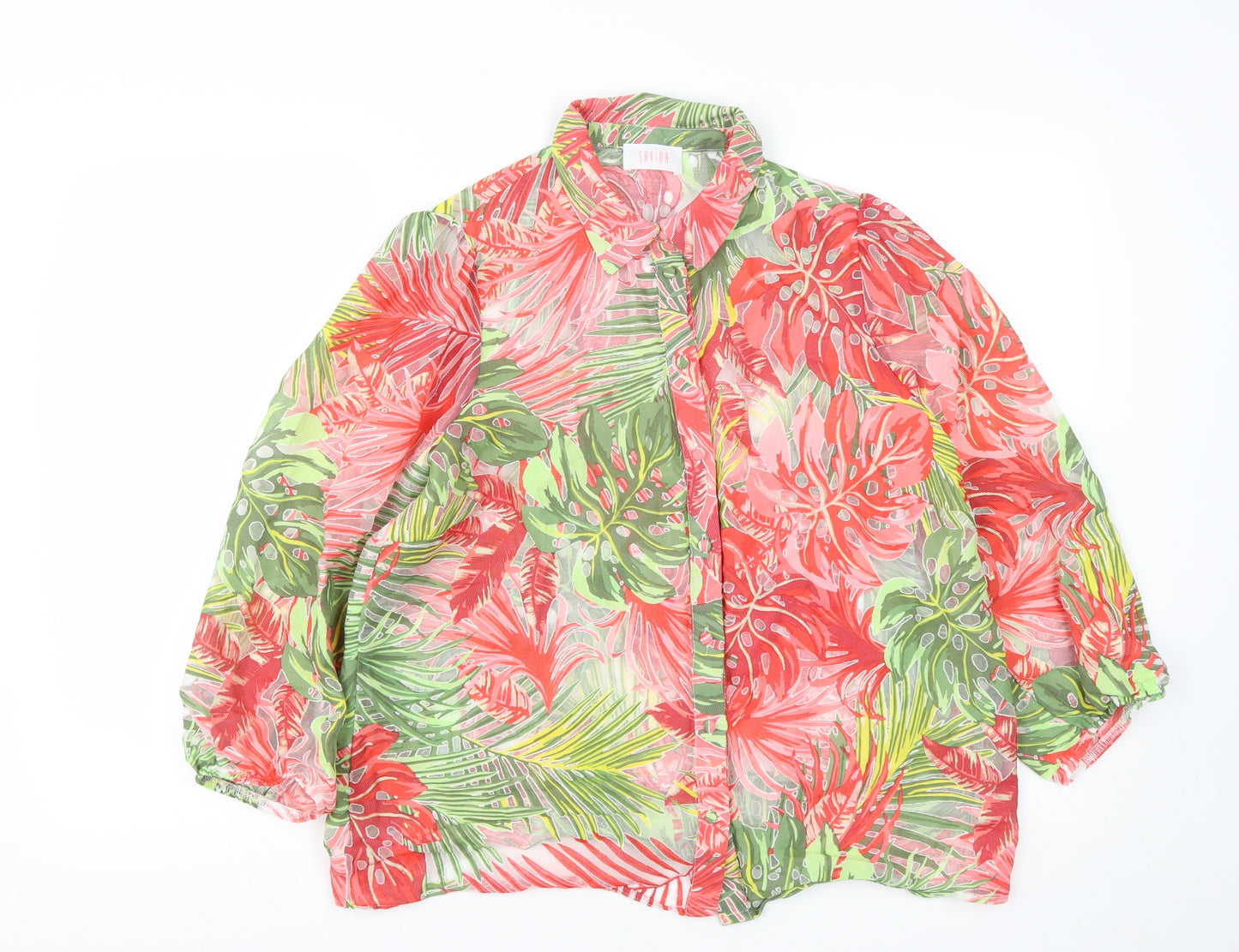 Savida  Womens Multicoloured Geometric Polyester Basic Button-Up Size M Collared