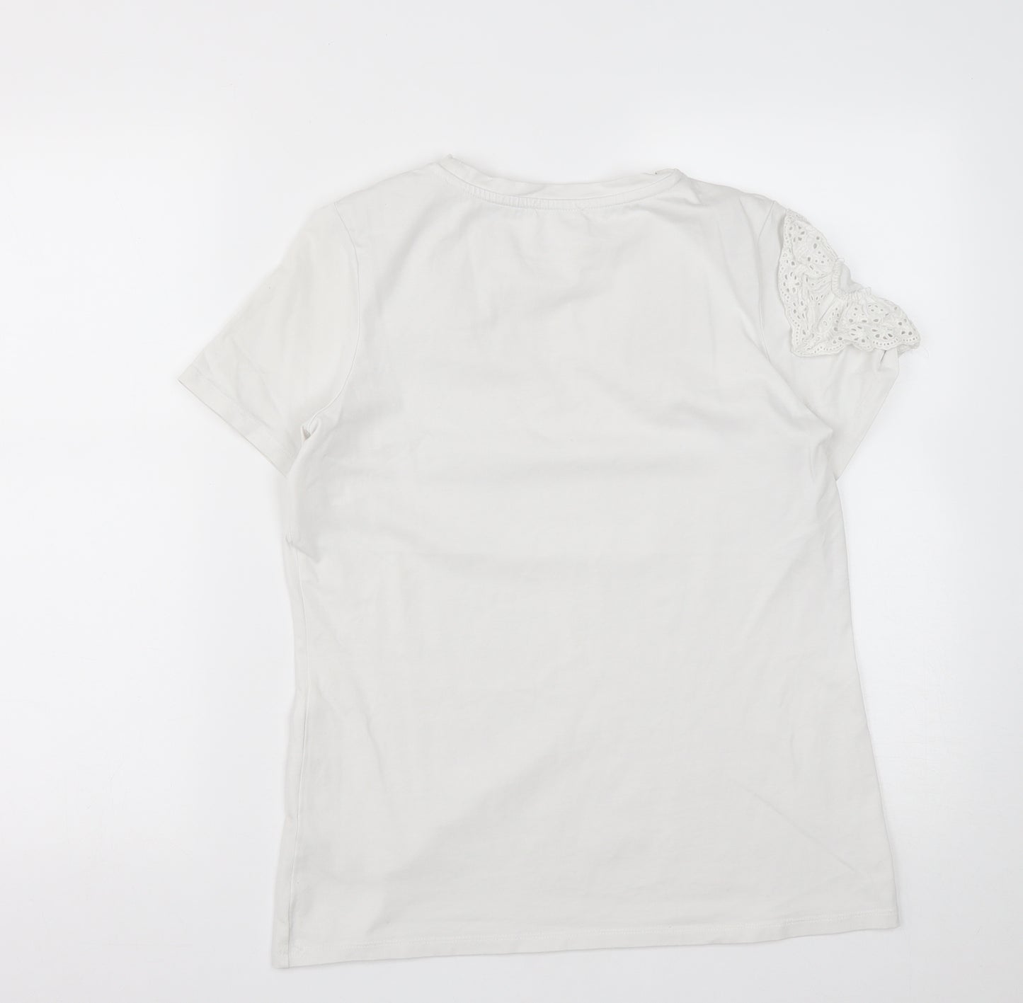 Savida Womens White  Cotton Basic T-Shirt Size S Round Neck