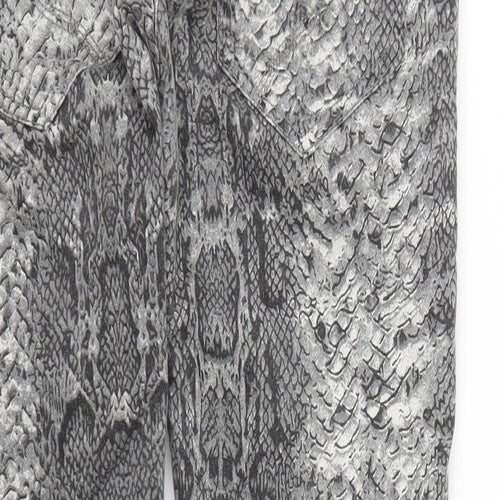 Place Du Jour Womens Grey Animal Print Cotton Straight Jeans Size 10 L27 in Regular Button