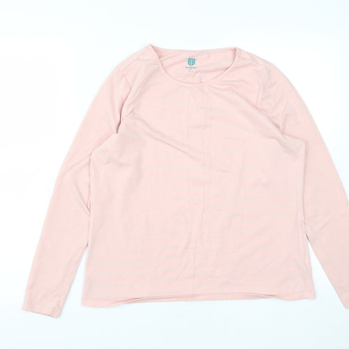 TeamSpiriy Womens Pink Striped Cotton Basic T-Shirt Size 2XL Round Neck
