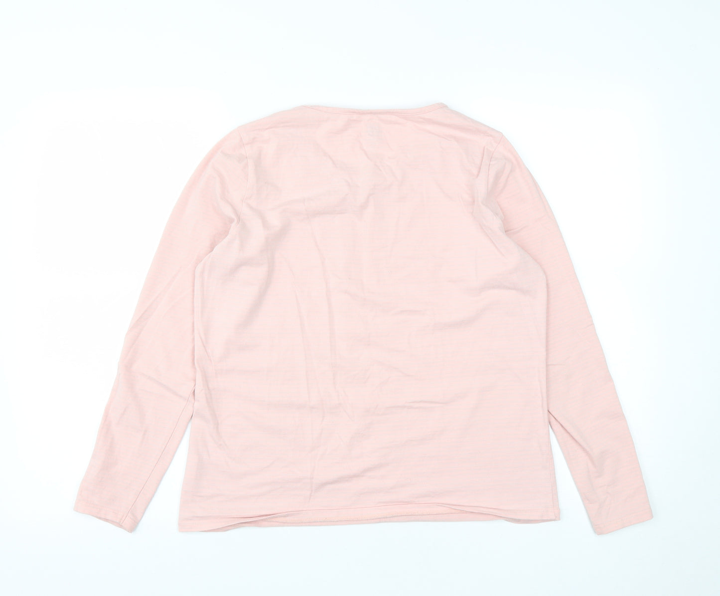 TeamSpiriy Womens Pink Striped Cotton Basic T-Shirt Size 2XL Round Neck