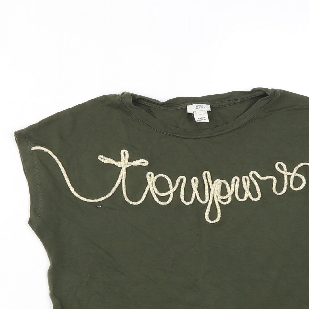 River Island Womens Green  Viscose Basic T-Shirt Size 8 Round Neck
