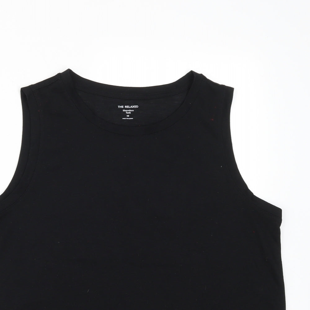 Marks and Spencer Womens Black  Polyester Basic Tank Size 10 Round Neck