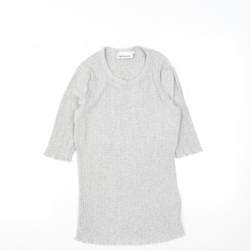 Karen By Simonsen Womens Grey  Viscose Basic T-Shirt Size M Round Neck