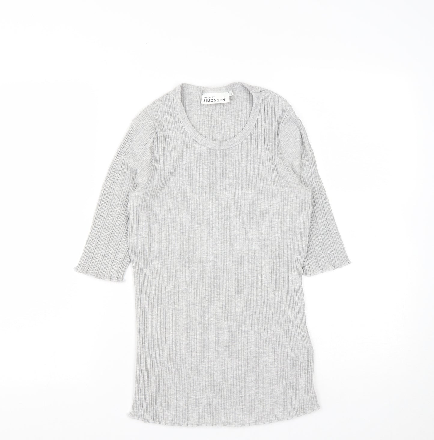Karen By Simonsen Womens Grey  Viscose Basic T-Shirt Size M Round Neck