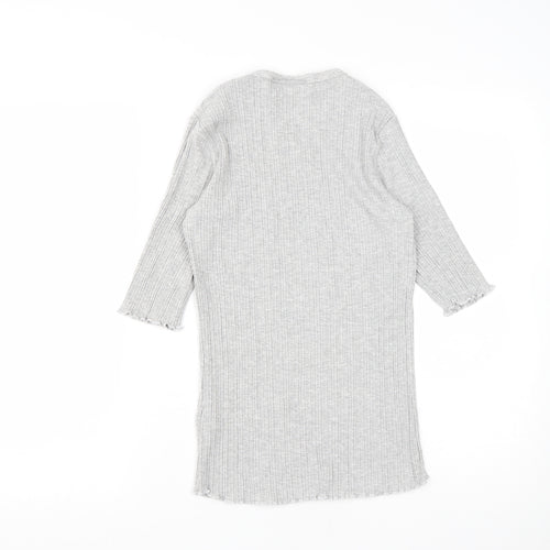 Karen By Simonsen Womens Grey  Viscose Basic T-Shirt Size M Round Neck