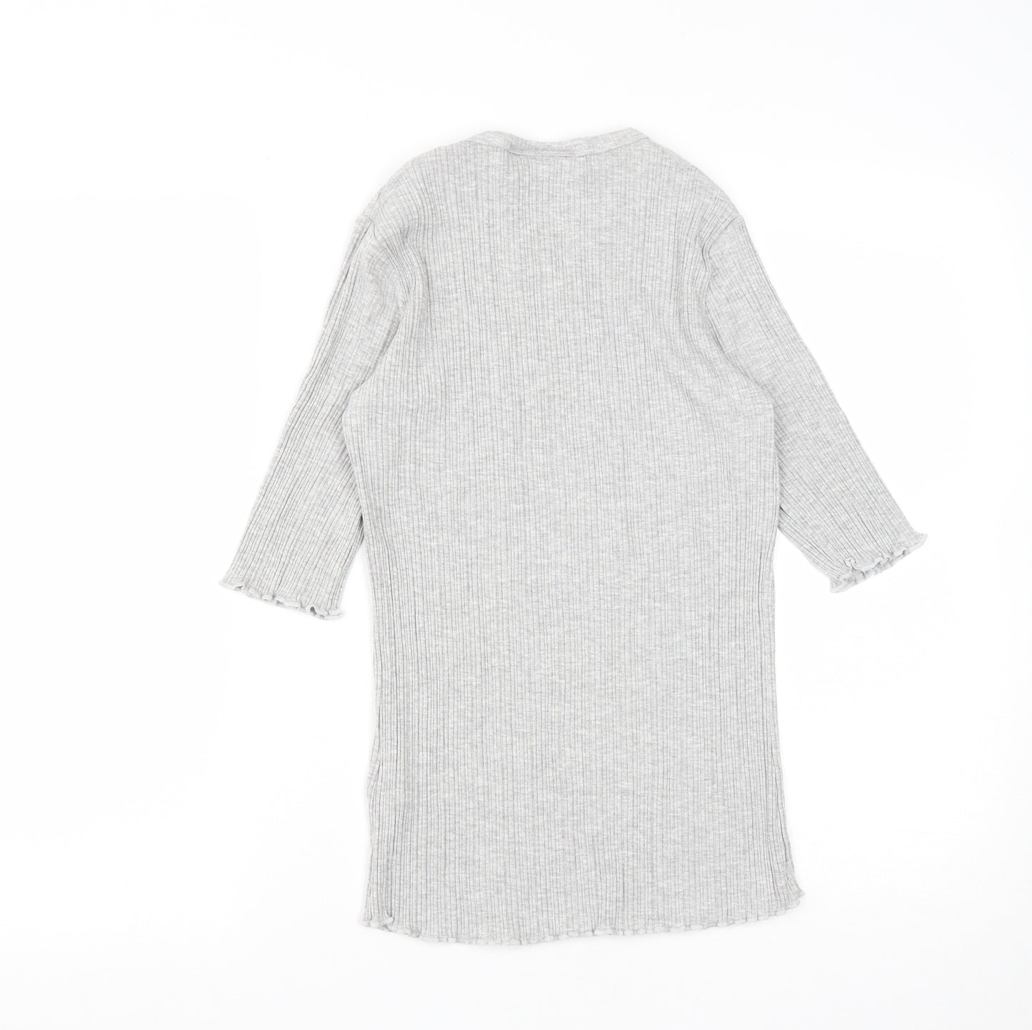 Karen By Simonsen Womens Grey  Viscose Basic T-Shirt Size M Round Neck