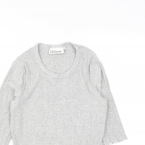Karen By Simonsen Womens Grey  Viscose Basic T-Shirt Size M Round Neck