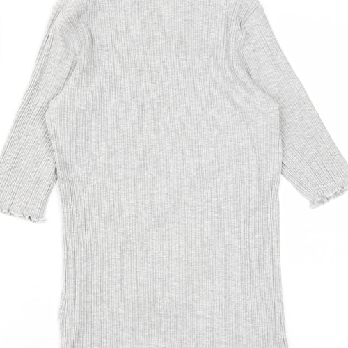 Karen By Simonsen Womens Grey  Viscose Basic T-Shirt Size M Round Neck