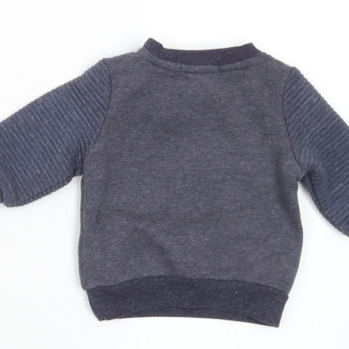 Primark Boys Grey  Polyester Pullover Jumper Size 0-3 Months  Snap - Car