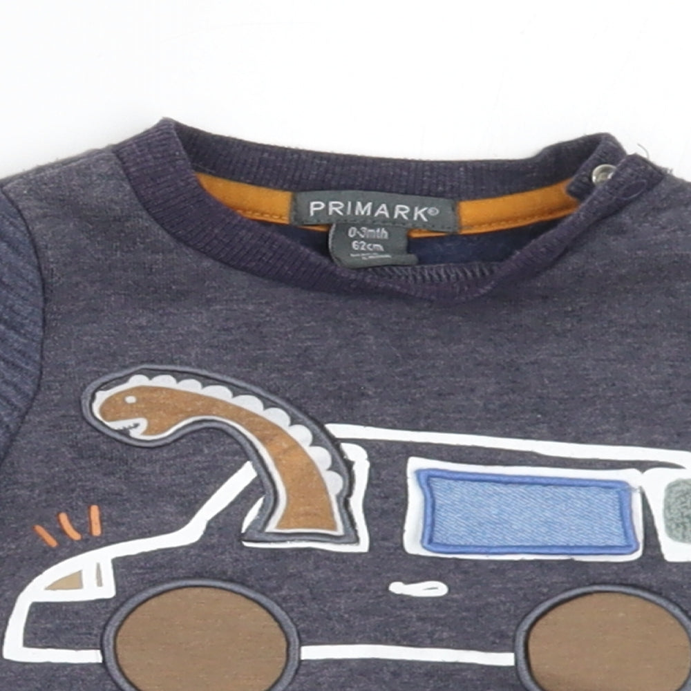 Primark Boys Grey  Polyester Pullover Jumper Size 0-3 Months  Snap - Car