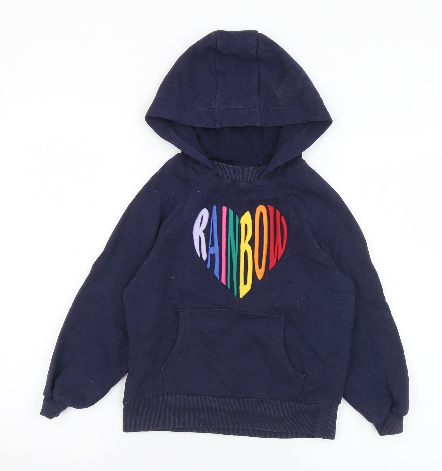 NEXT Girls Blue  Cotton Pullover Hoodie Size 8 Years   - Rainbow