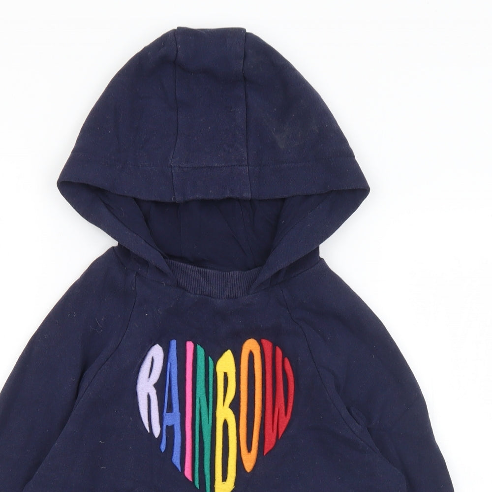 NEXT Girls Blue  Cotton Pullover Hoodie Size 8 Years   - Rainbow