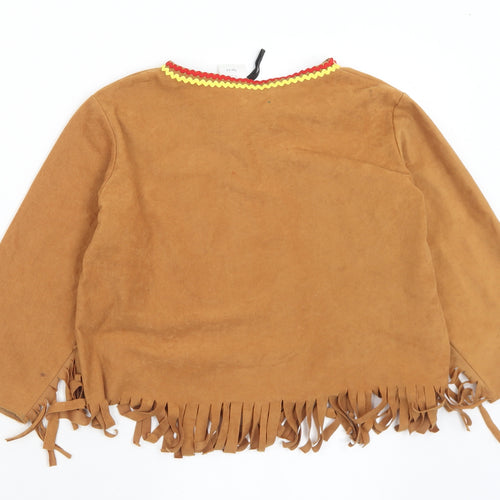 Celia Boys Brown V-Neck  Polyester Pullover Jumper Size 4-5 Years   - Indian Fancy Dress